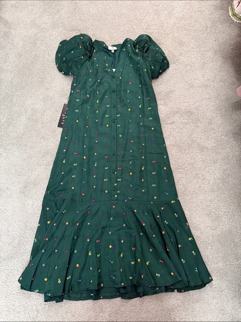 Tuckernuck Forest Green Floral Midi Dress